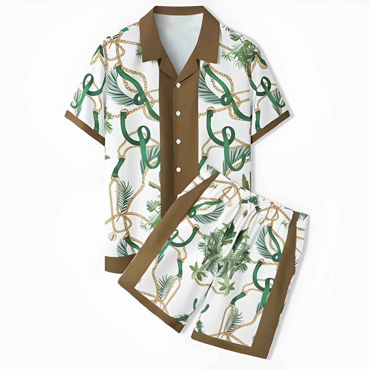 Beach outfit set with plaid printed shirt and matching trousers for teenagers in polyester fabric
