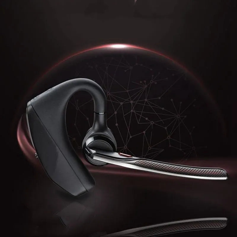 Black Bluetooth sports headphones with minimalist design showing battery display and USB connectivity
