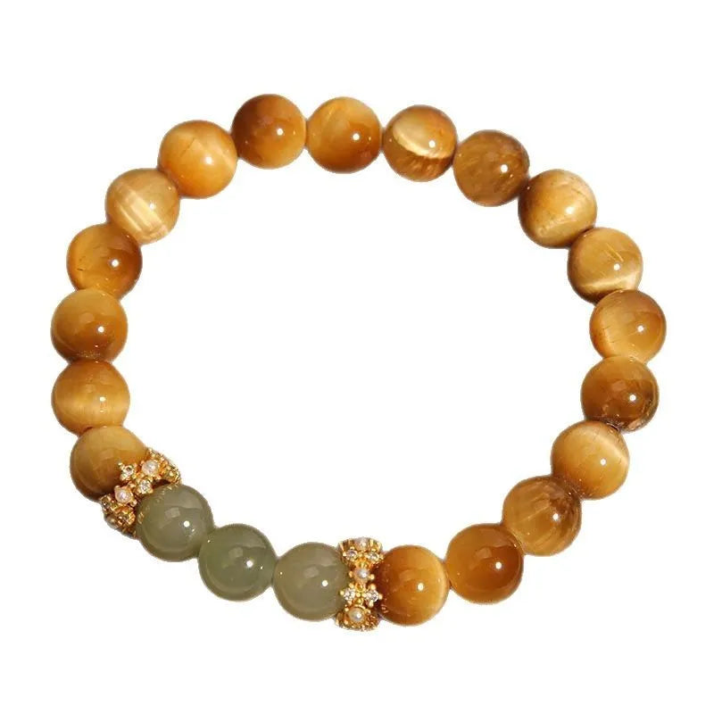 Natural tiger's eye U-shaped bead bracelet with simple auspicious patterns