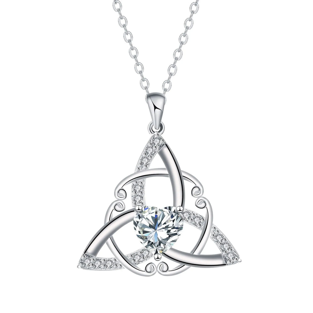 Geometric Celtic knot necklace for women in electroplated copper with colour options