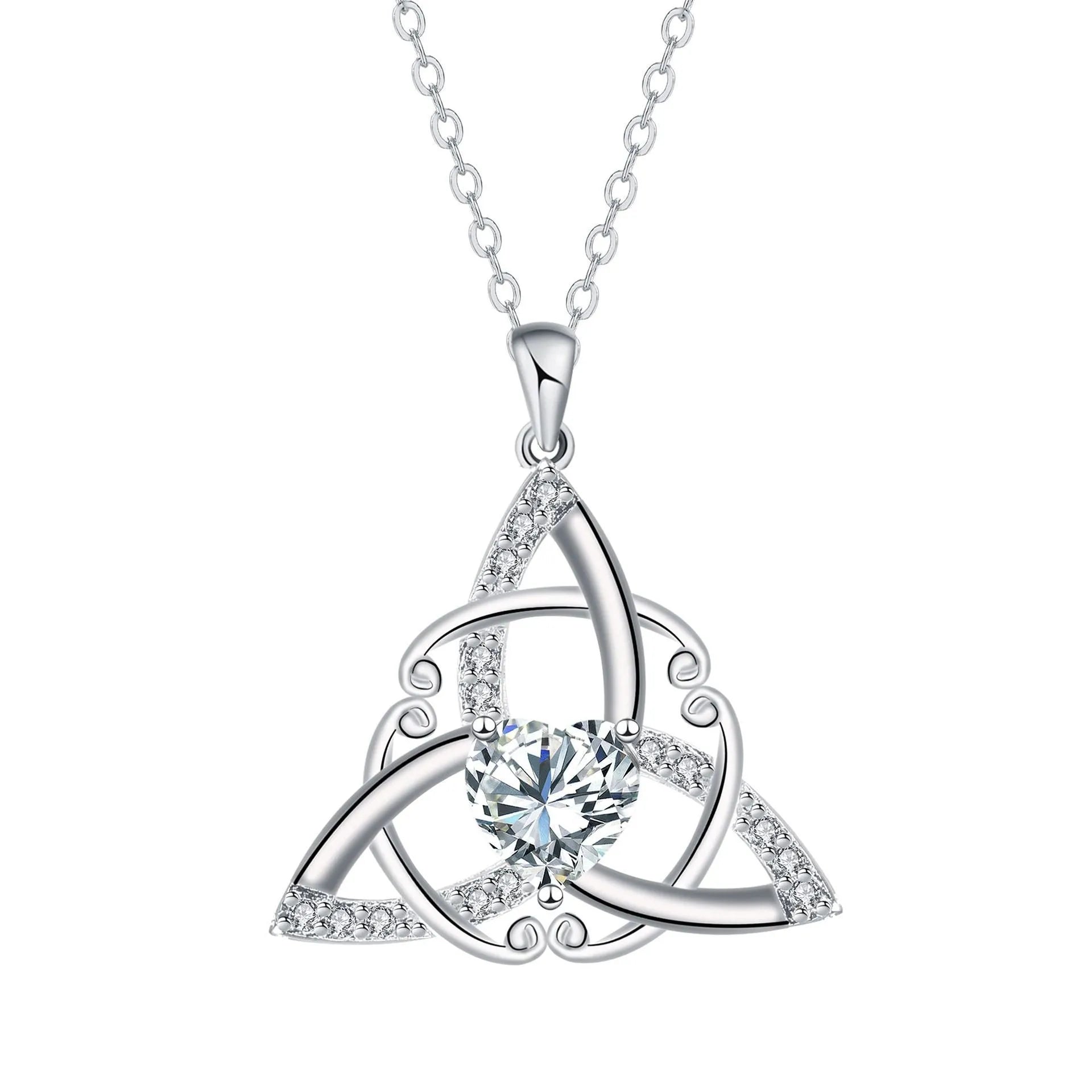 Geometric Celtic knot necklace for women in electroplated copper with colour options