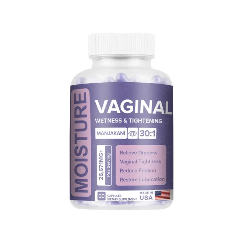 Bottle of 60 herbal vaginal capsules with licorice, angelica, and skullcap extracts