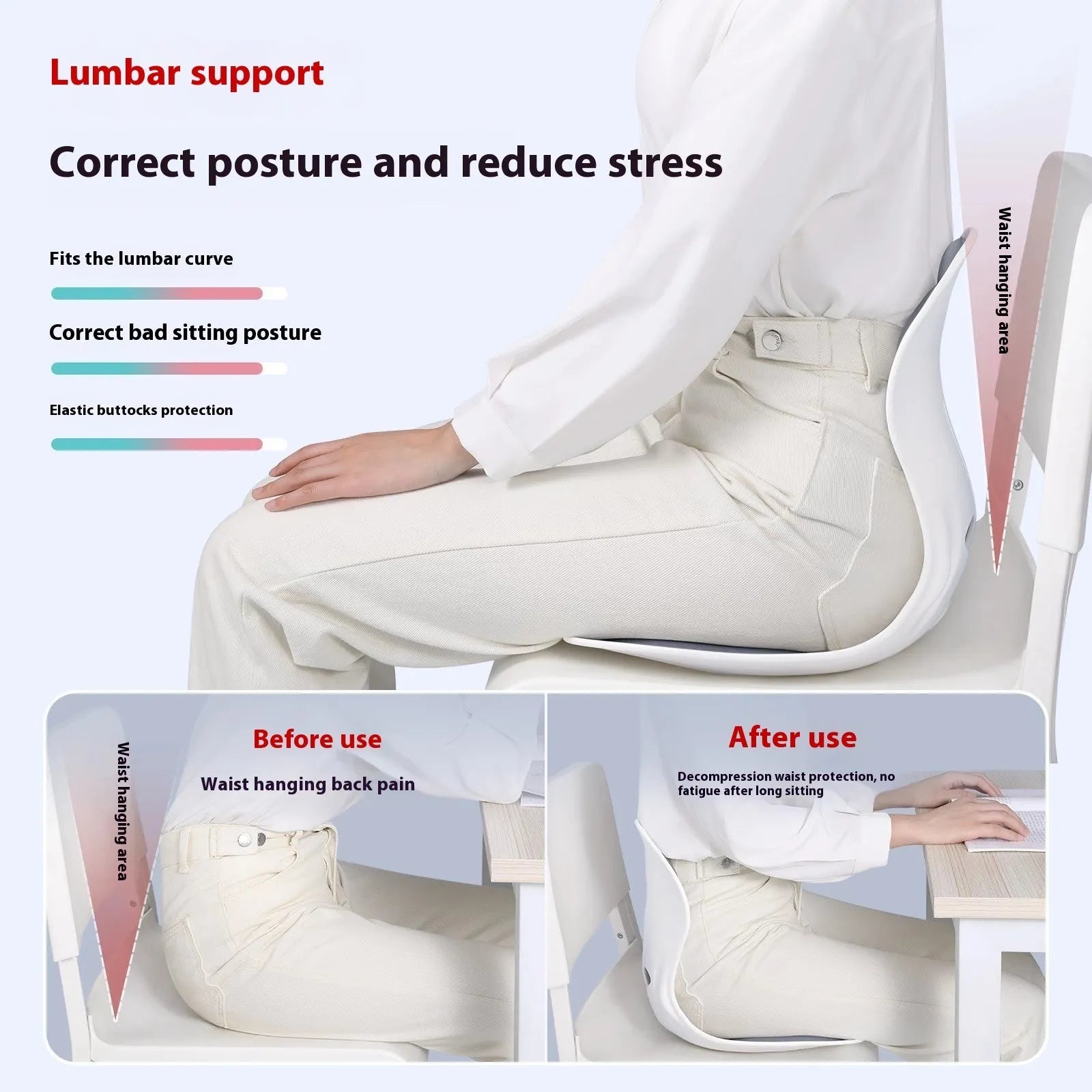 Japanese style lumbar support cushion in grey or black with polyethylene exterior and sponge filler