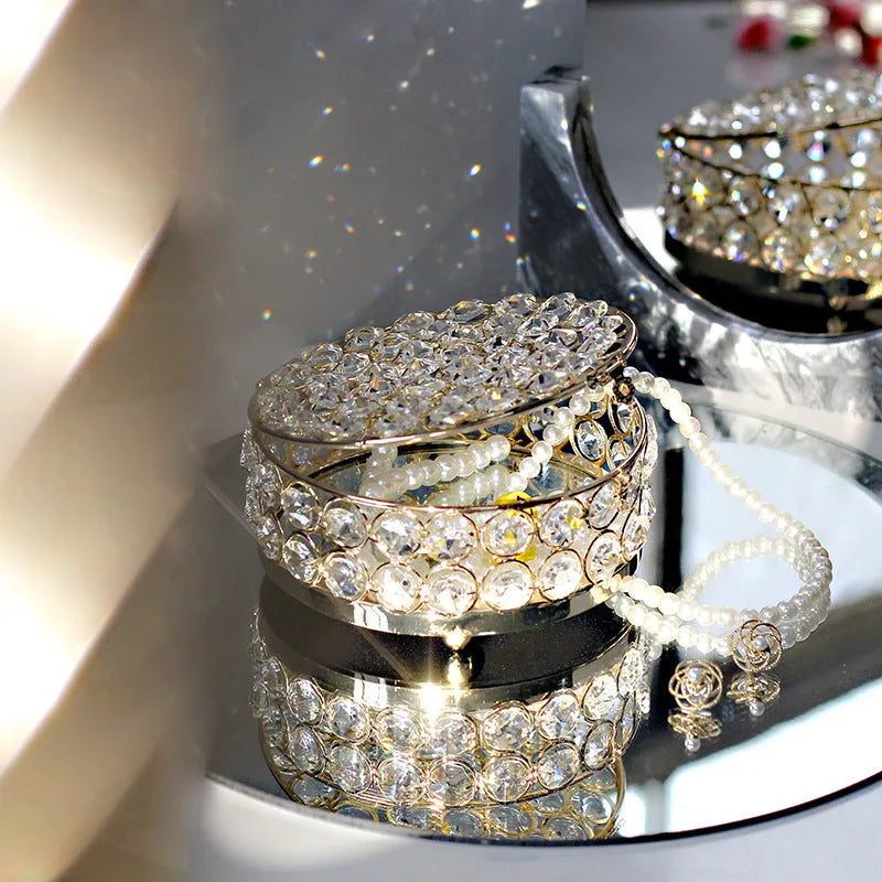 European style metal jewelry storage box with French gold finish