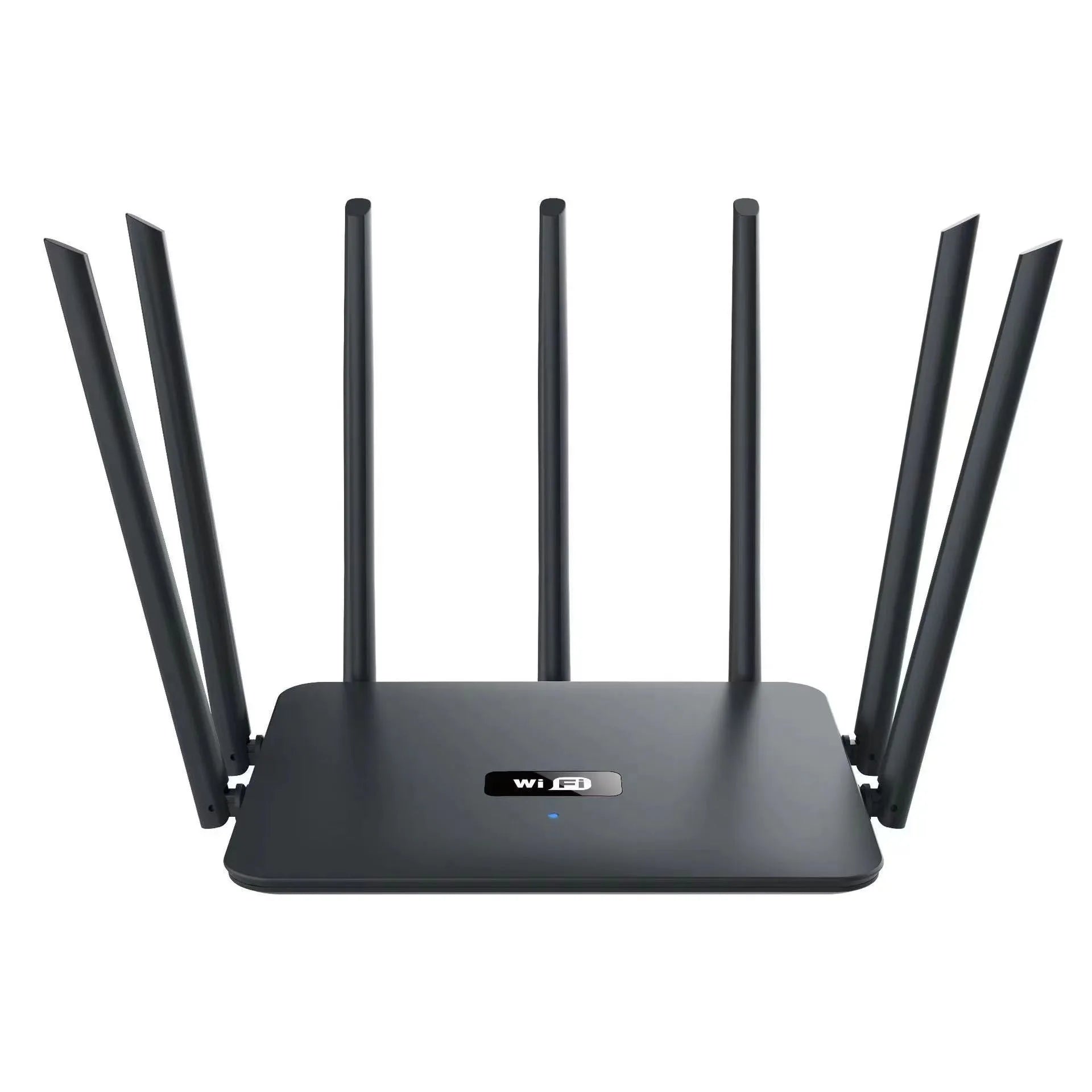 Black and white dual-band Gigabit router with multiple antennas for through-wall WiFi coverage