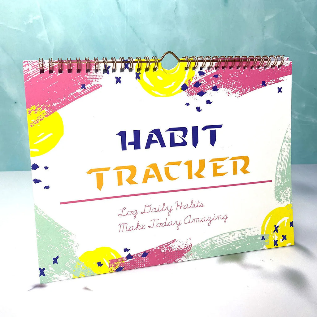 English habit tracking book with 12 pages, 21x28cm, in flower white cover