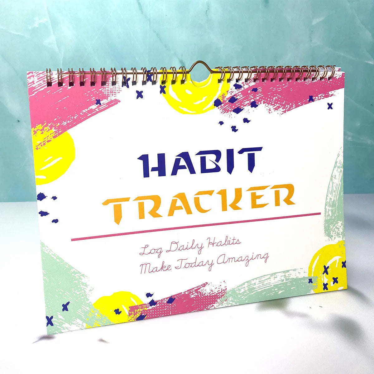 English habit tracking book with 12 pages, 21x28cm, in flower white cover