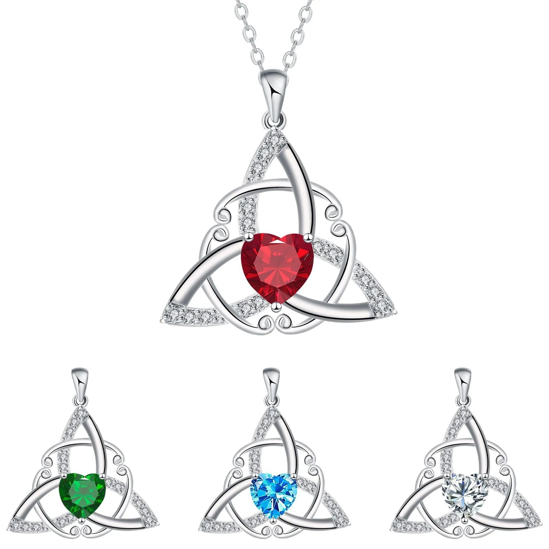 Geometric Celtic knot necklace for women in electroplated copper with colour options