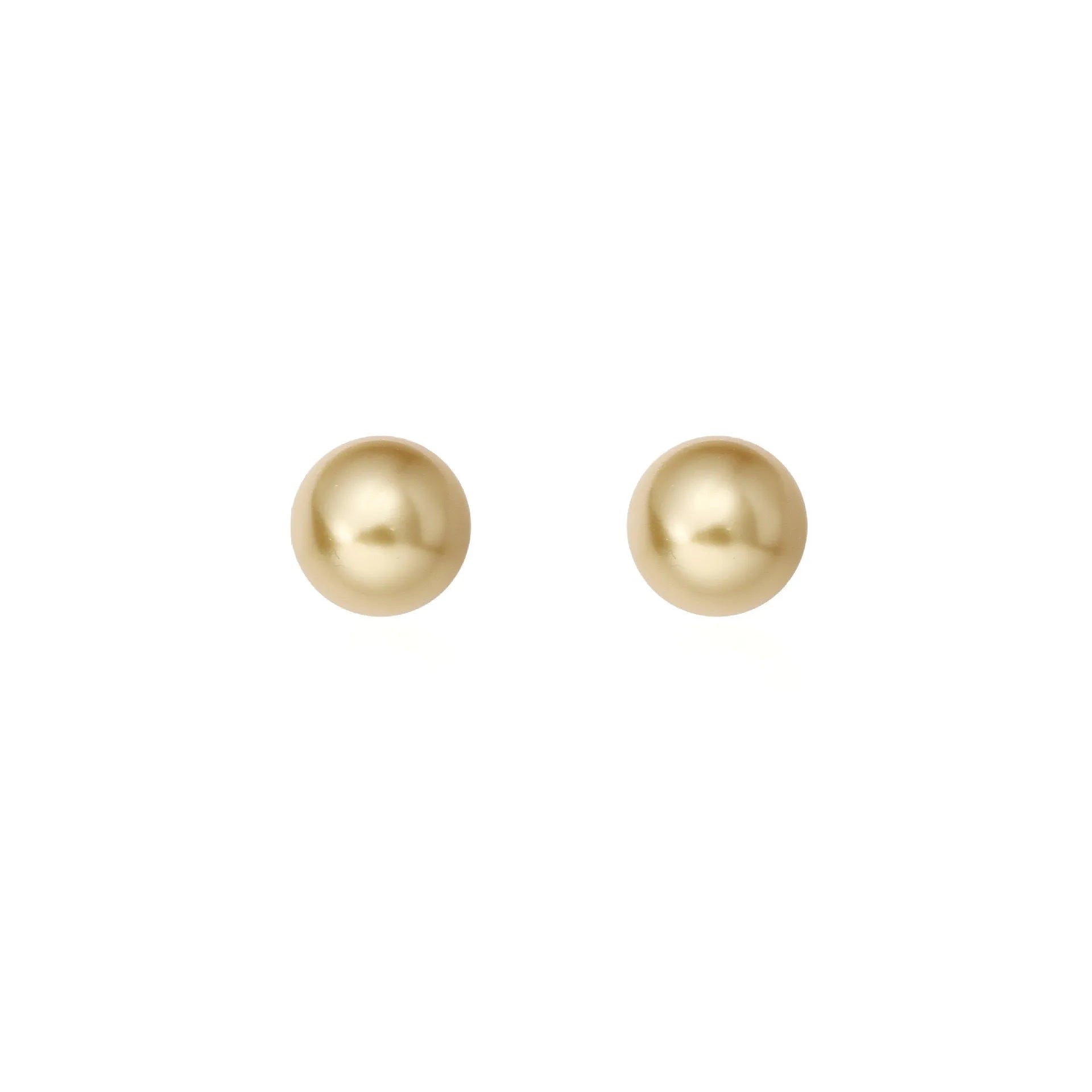 A pair of large pearl stud earrings with a geometric silver setting and an eight-awh star detail on a white background.
