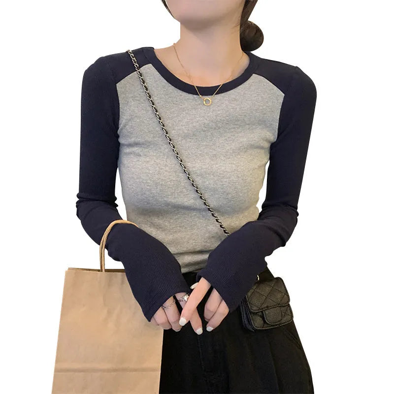 Women's viscose slim fit top with princess sleeves in dark blue, black or green colours