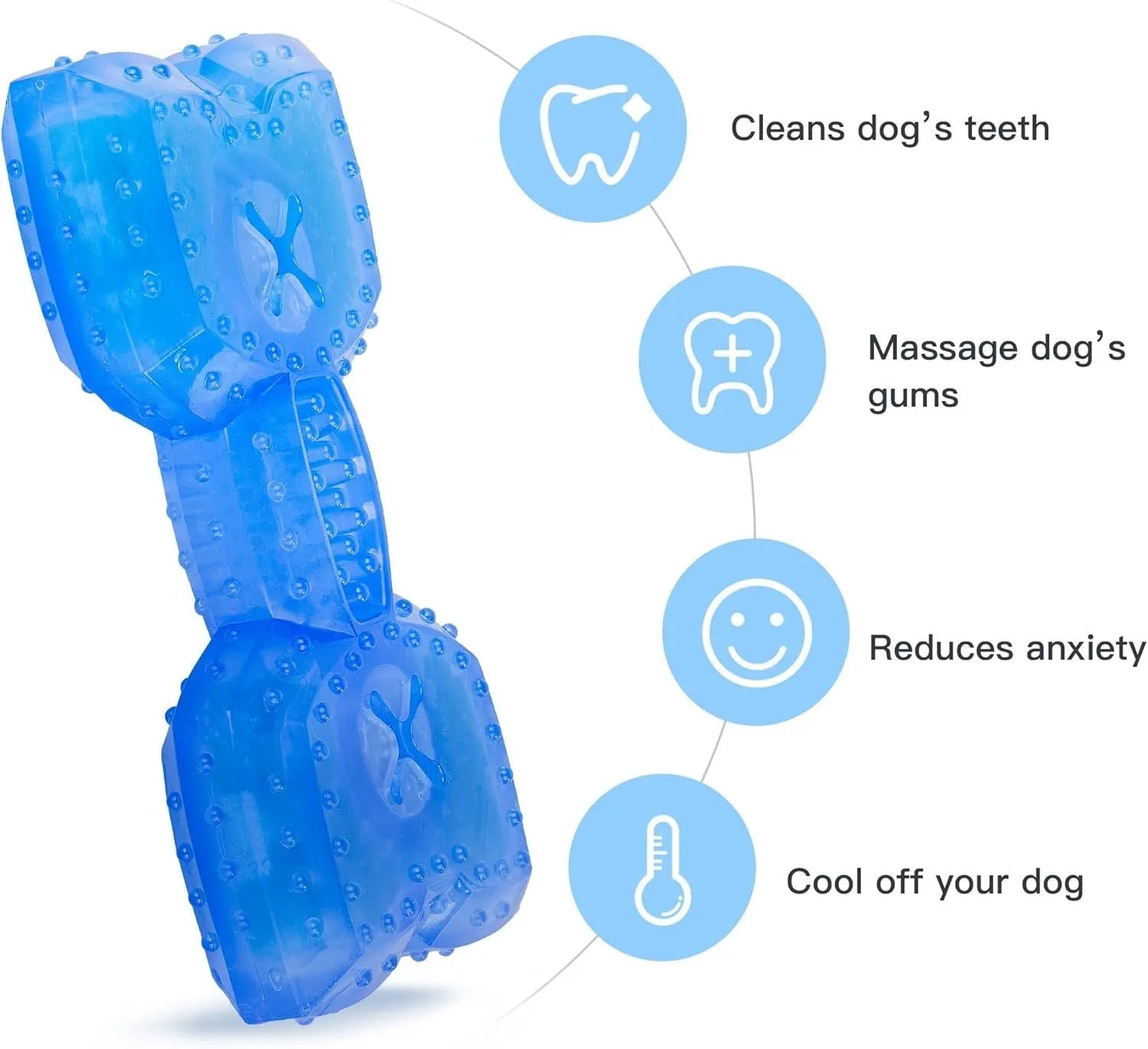 Freezable cooling chew toy for dogs and puppies in bone and circle shapes