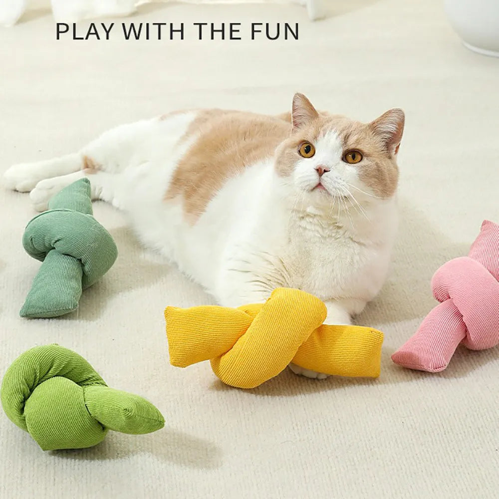 White natural cotton dog rope toy with hand-tied knots for tug play and dental flossing