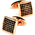 Rose gold star diamond cufflinks with brass base and electroplated finish, unisex French cuff pair in black or white diamond