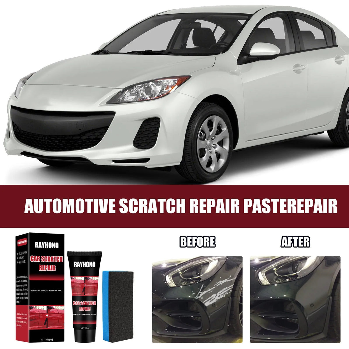 60ml tube of car scratch repair wax for automotive paint surface maintenance
