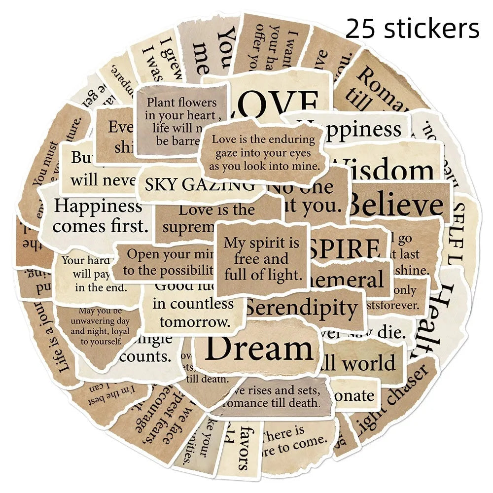 Torn English design decorative stickers for laptops and notebooks, PVC material, waterproof