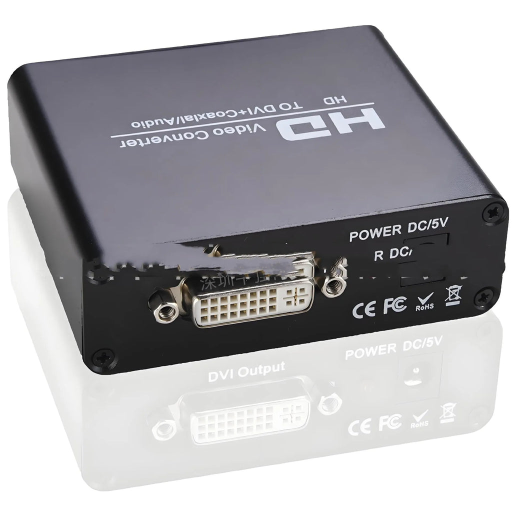 Black HDMI to DVI converter cable with coaxial audio output for safety monitors