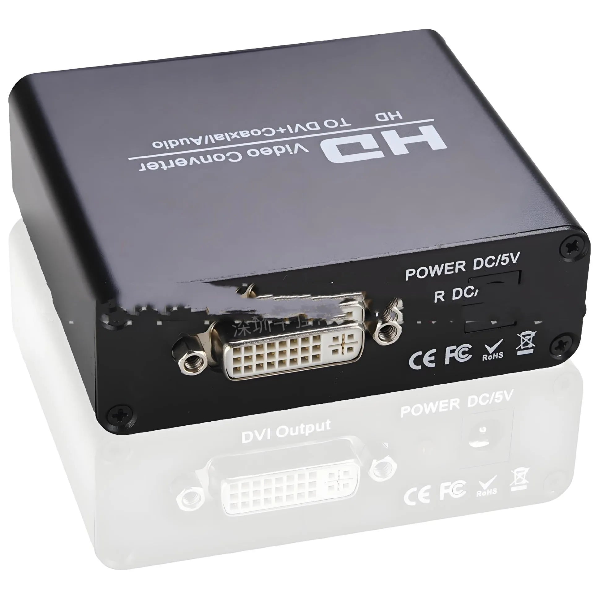 Black HDMI to DVI converter cable with coaxial audio output for safety monitors