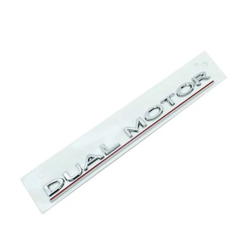 Tesla Model 3 double motor performance bumper sticker in matte black with red stripes