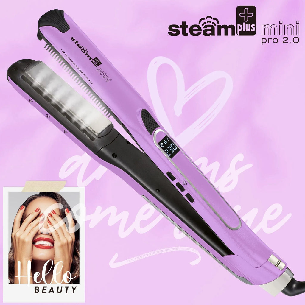 Mini steam splint spray hair straightener in champagne, purple, or rose red colour with steam function