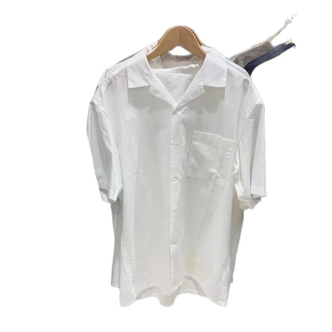 Men's modal cotton blended open collar casual shirt in beige colour showing cardigan style details