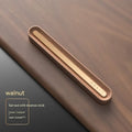 Long strip solid car aromatherapy ornament in vent, shown in walnut and metallic grey colours.