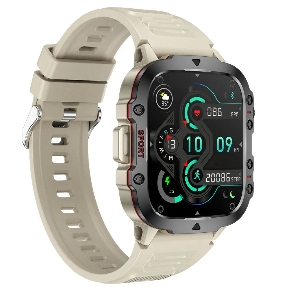 QX11 smartwatch in black with zinc alloy case and TFT touch screen displaying fitness metrics.