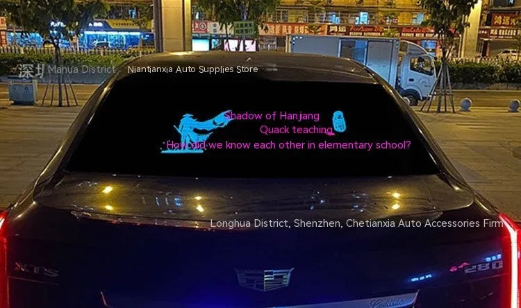 Voice control car rhythm light with 90 by 25cm electroluminescent panel showing music sync patterns