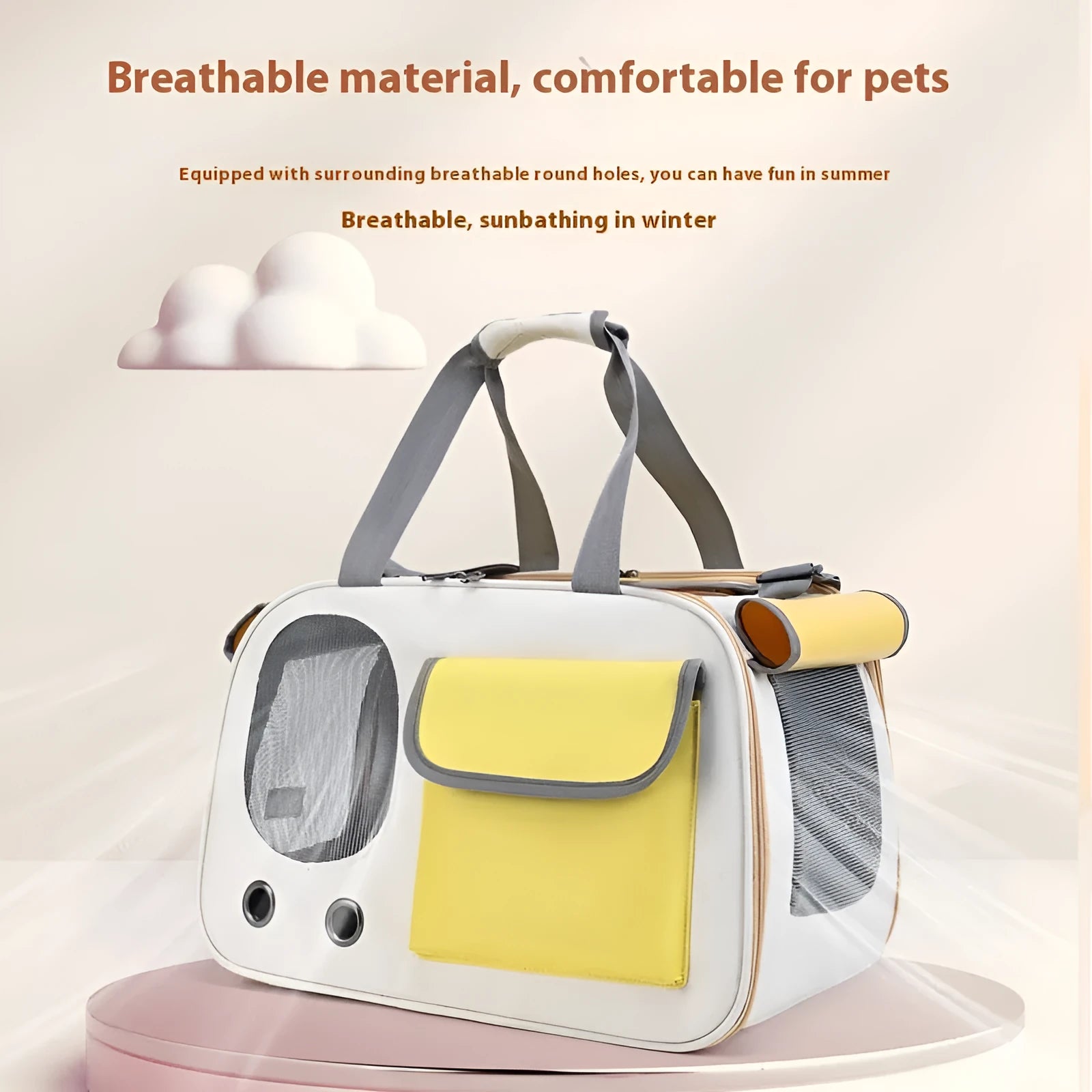 Large capacity foldable canvas pet bag in three colour options shown with single shoulder strap