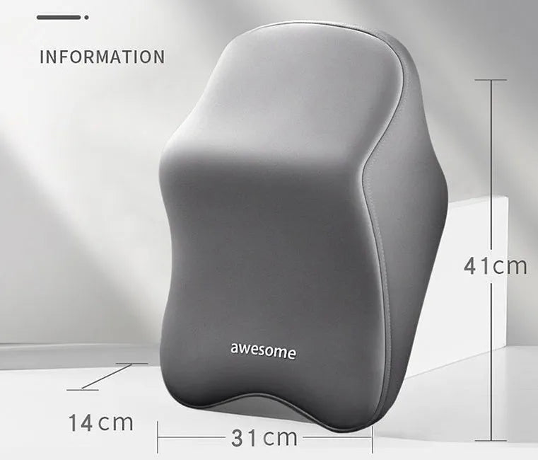Car headrest pillow and lumbar support pillow set in memory foam, shown in sky blue colour.