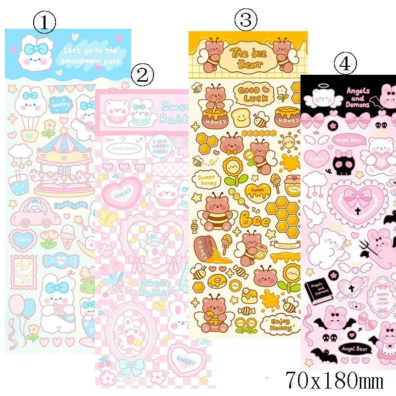 PVC waterproof cartoon style decorative sticker for notebooks and agendas
