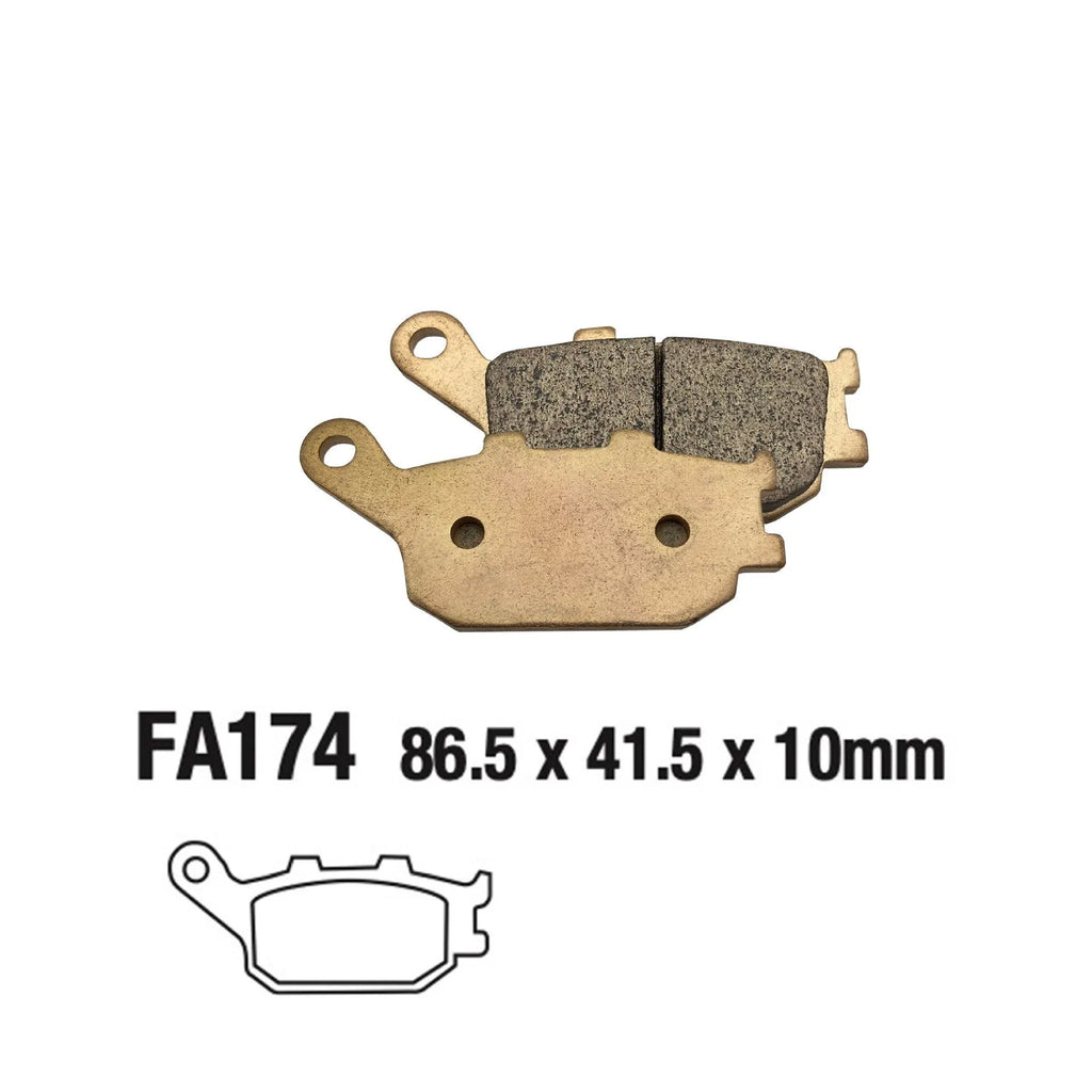Set of asbestos-free sintered metal motorcycle brake pads for Honda CBR954RR rear wheel.