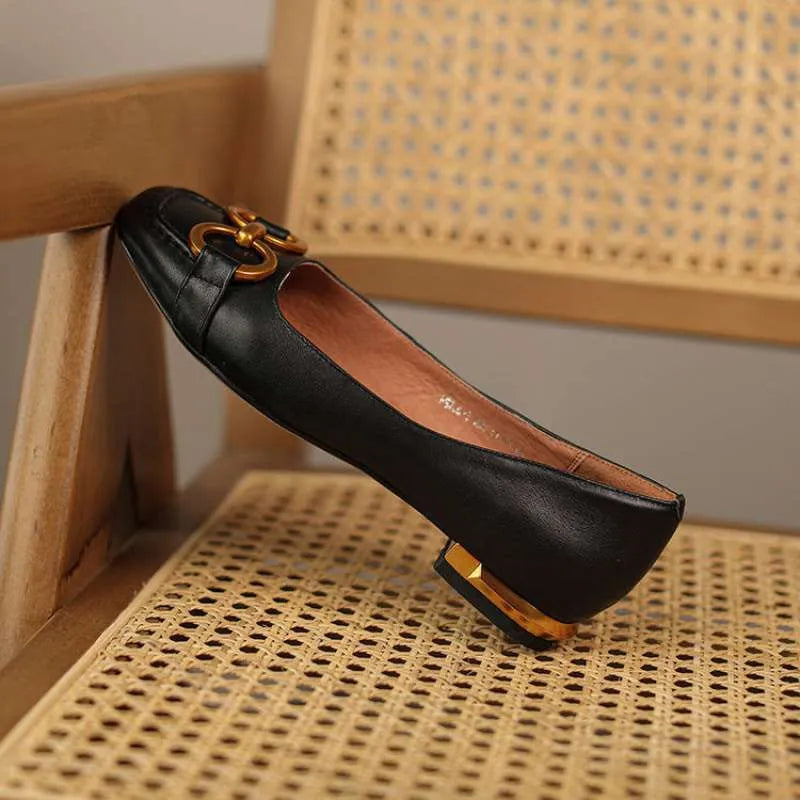 Wanwan Lei style women's square toe Mary Jane pumps with super high heel and shallow mouth design