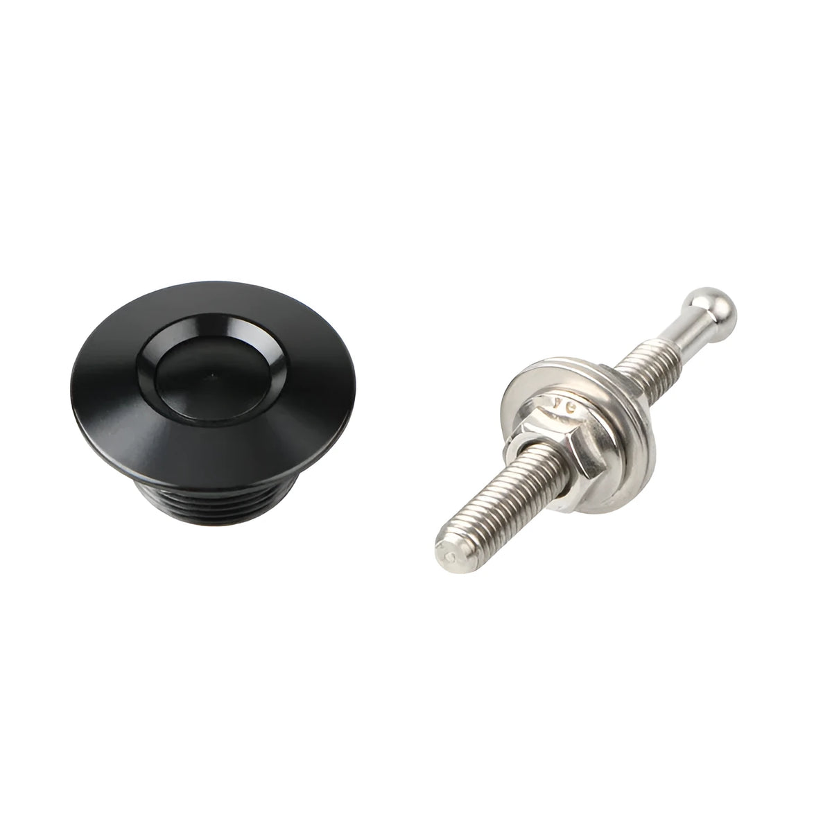 30mm diameter aluminium alloy engine cover lock with screw, shown in assorted colours.