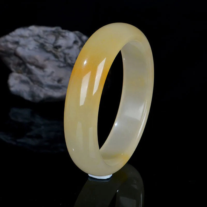 Natural light jade bracelet for women with polished surface in Chinese style design