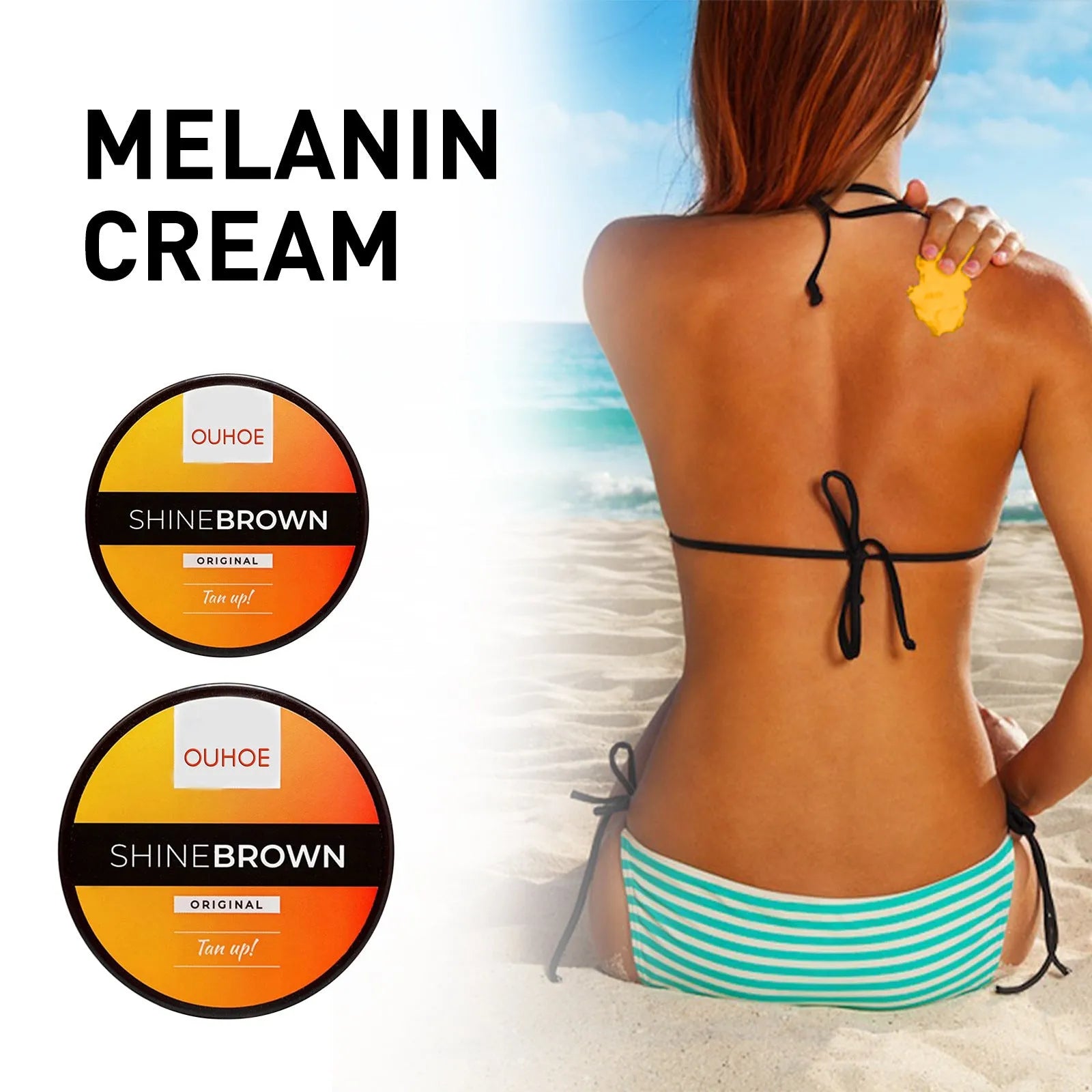 Tanning cream and aloe vera gel combination set in 50g or 100g containers for body bronzing and after sun relief