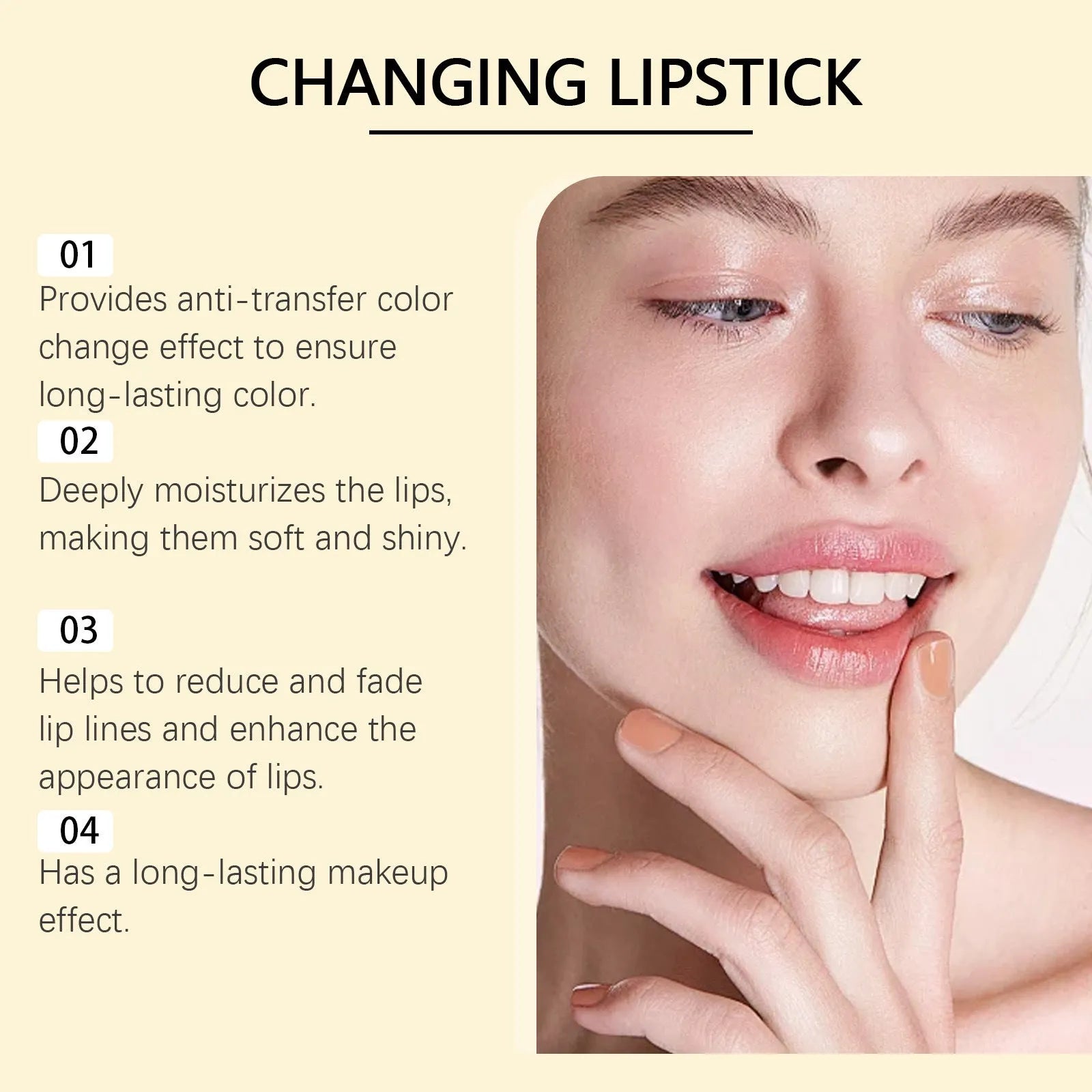 Gold foil discoloration nourishing lipstick in 2.6cm square case containing 3.5g moisturising formula
