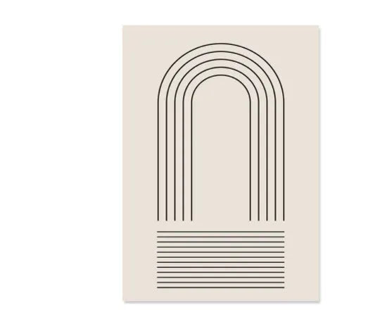 Boho abstract line art of an animal on a frameless canvas print available in multiple sizes.