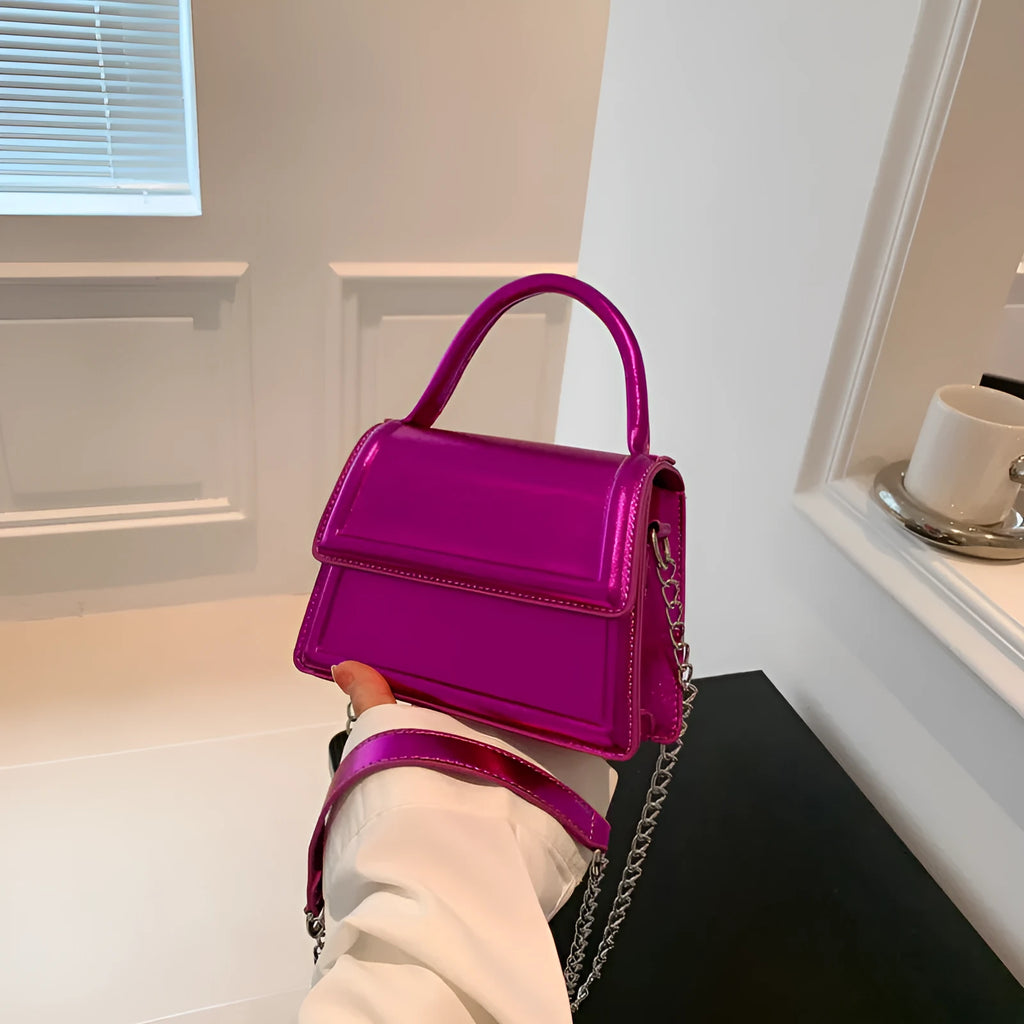 Horizontal square PU leather crossbody bag with sewing line detailing in six colour options