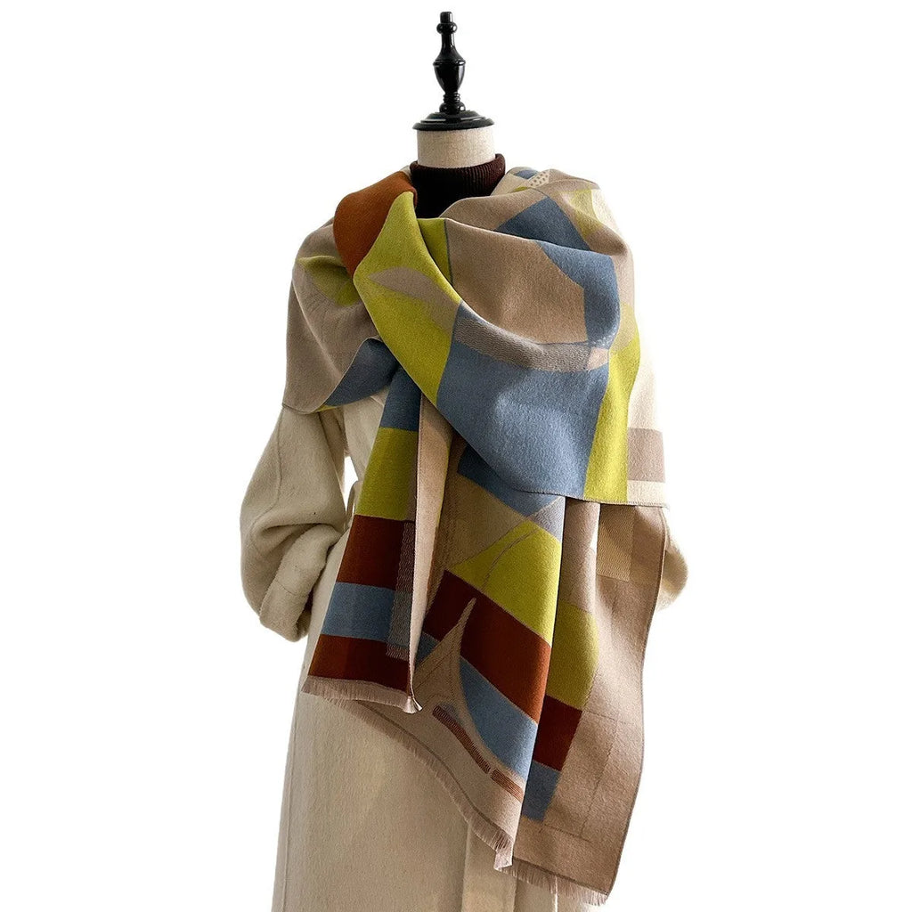 Large 185x65cm European style scarf in cashmere-like polyester fabric
