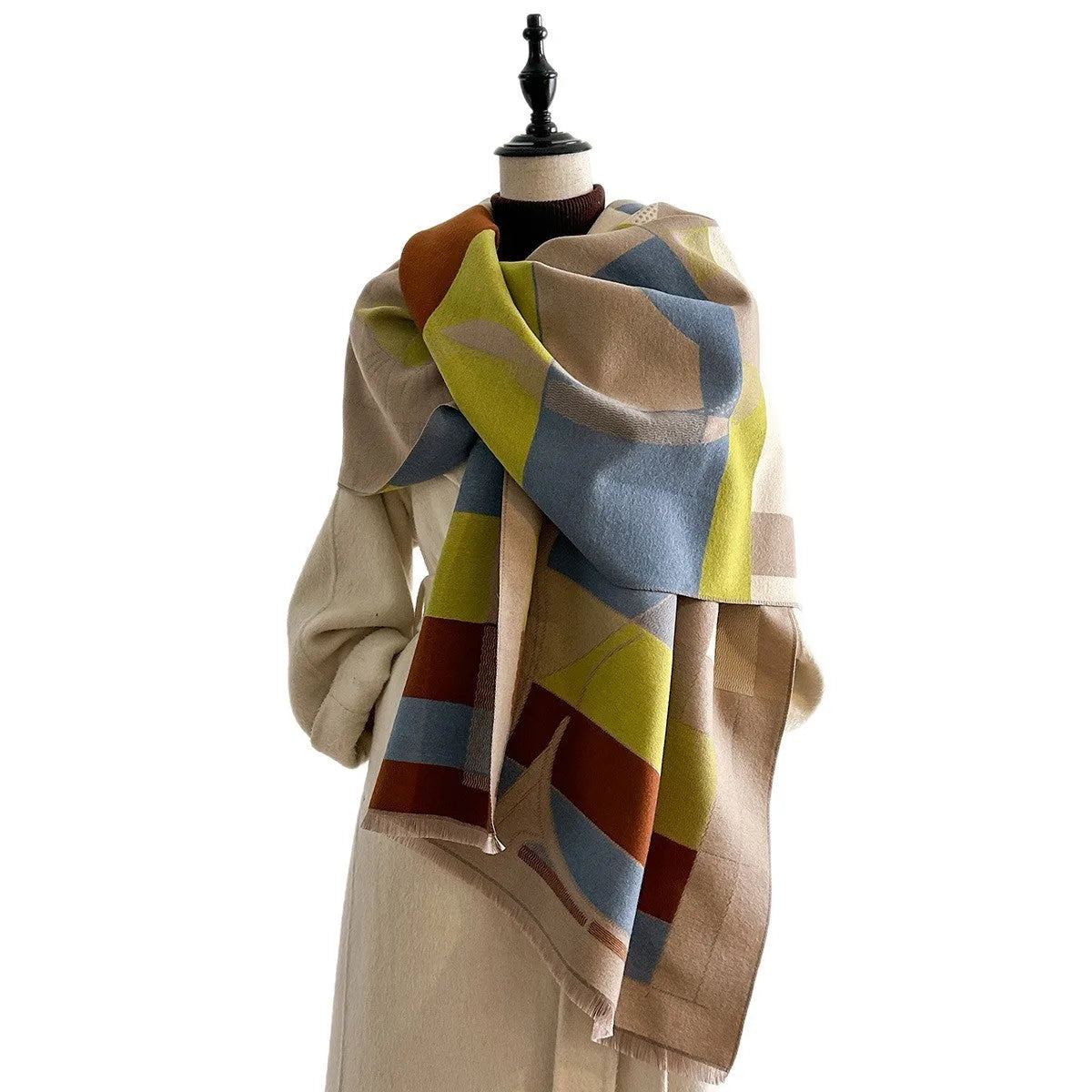 Large 185x65cm European style scarf in cashmere-like polyester fabric