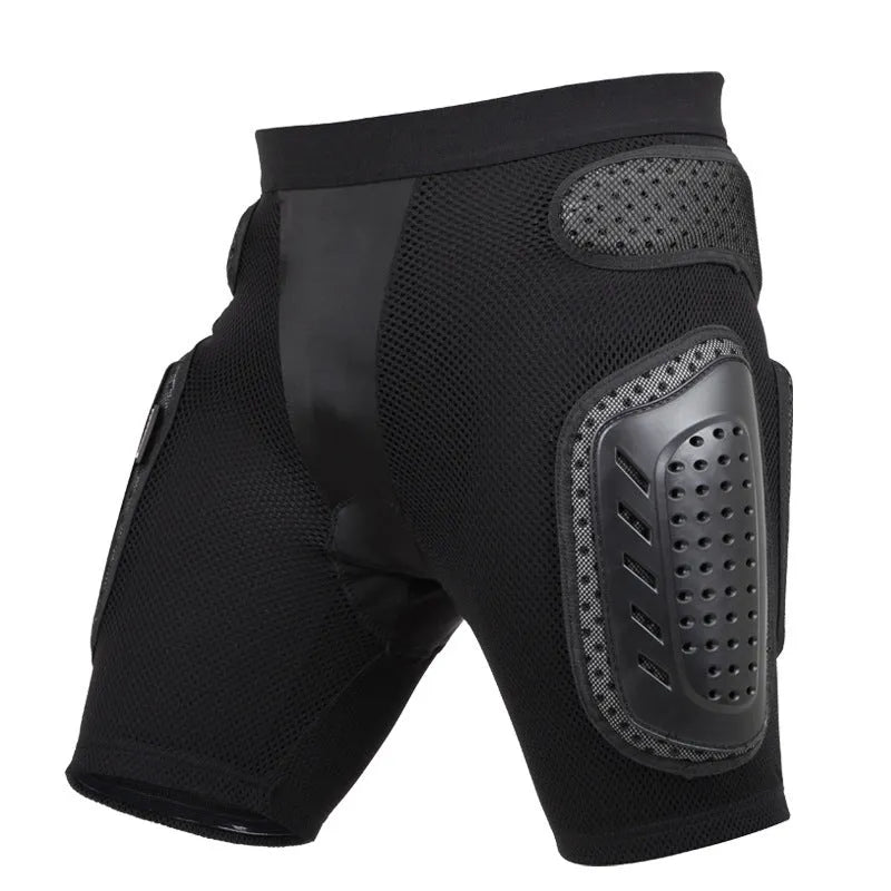 Black cycling hip protection pants with padded construction for sports safety