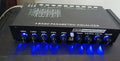 Black car audio EQ tuning body with 6-channel output and 7-band frequency controls for subwoofers