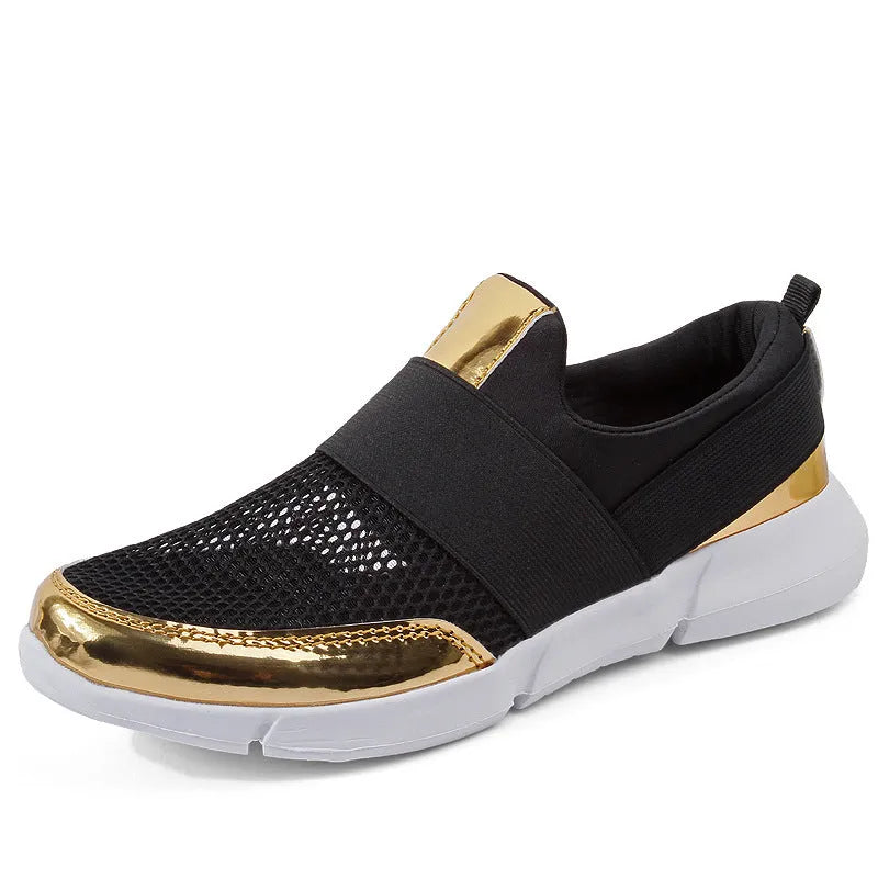 Low-top women's casual sneakers in blue, black, or grey with a mesh lining and textured sole.