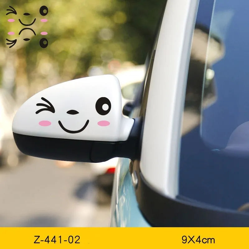 Reflective cartoon eye car stickers for rearview mirror decoration on electric vehicles