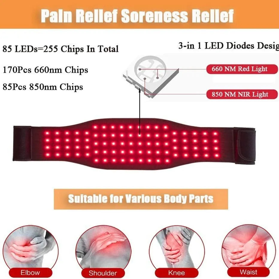 Black adjustable infrared therapy belt for waist pain relief with heat pad technology