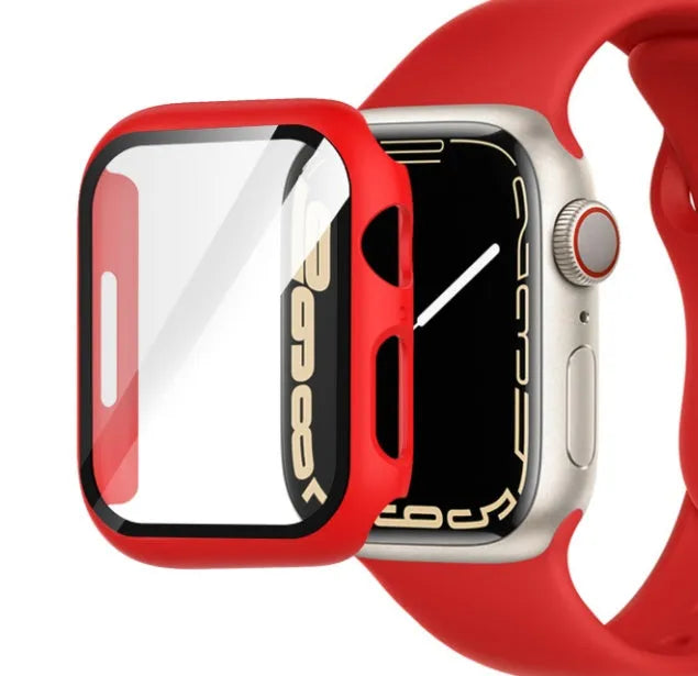 PC tempered film Apple Watch case in multiple colours and patterns for 38mm to 45mm sizes