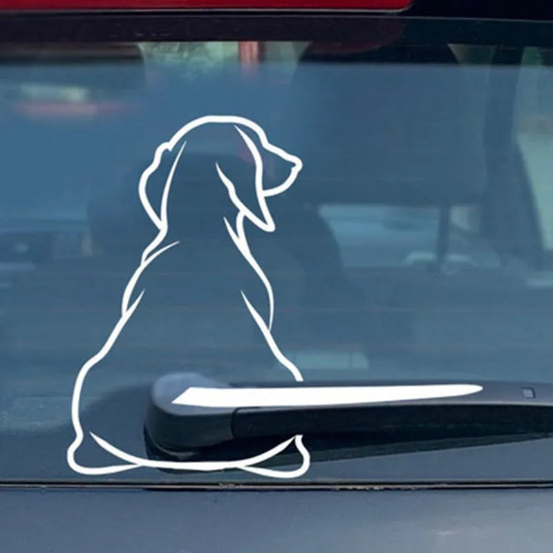 Cartoon dog rear window wiper sticker for car decoration in black and white options