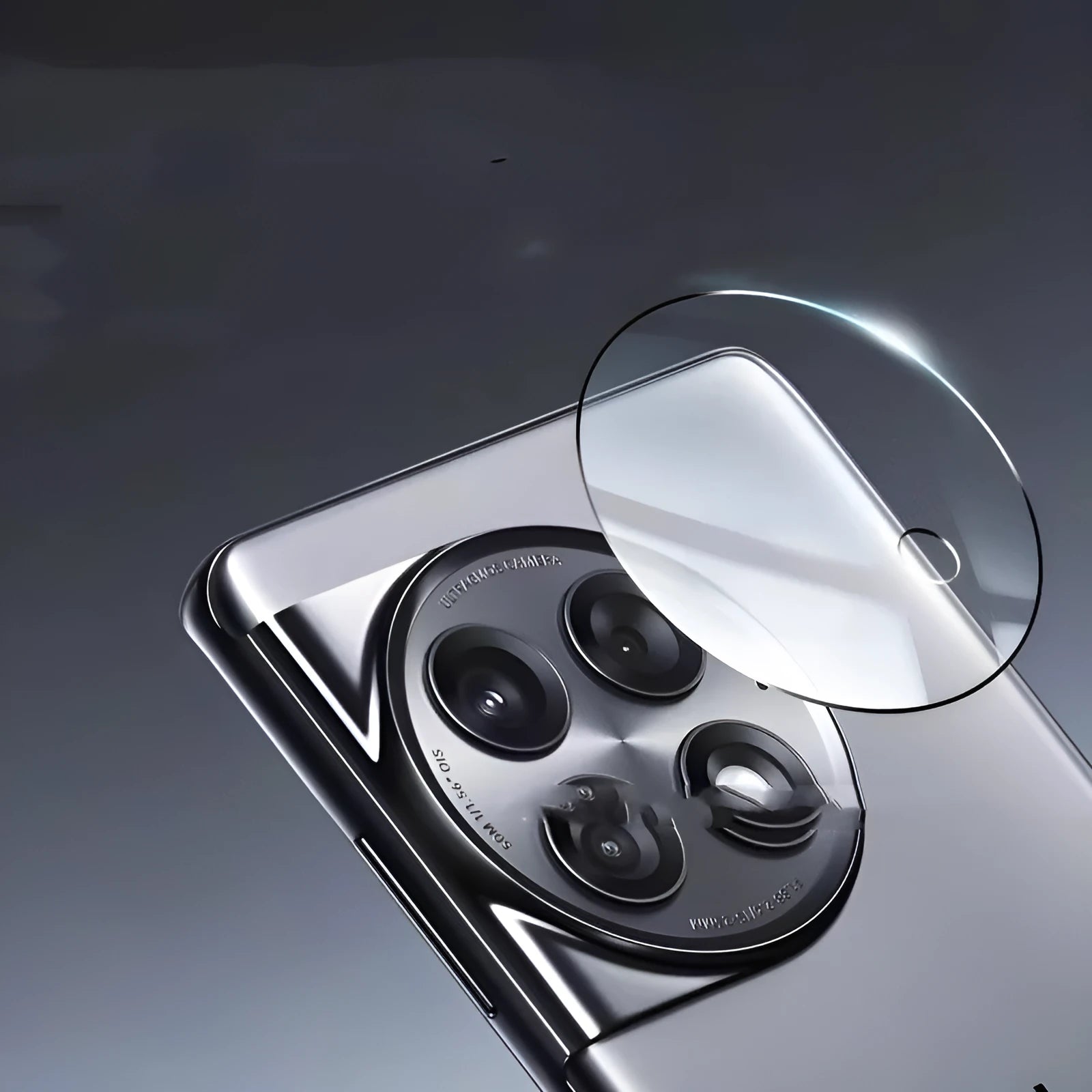OnePlus compatible tempered glass lens protector with silk screen black ring and AR enhanced technology
