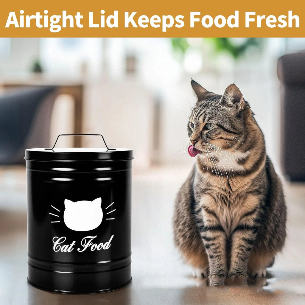 Black and white iron sheet round moisture-proof storage cans with independent inner boxes for pantry organisation.