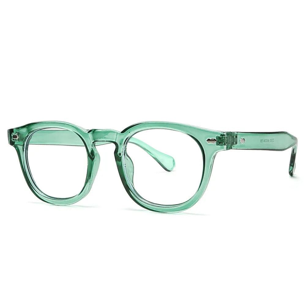 Round rim plastic sunglasses in bright black frame with simple retro design for sun protection